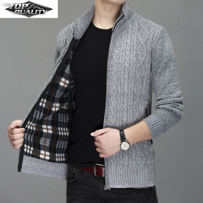 2022 Thick Warm New Fashion Brand Sweater Cardigan For Men Slim Fit Jumpers Knitred Winter Korean Style Casual Mens Clothes